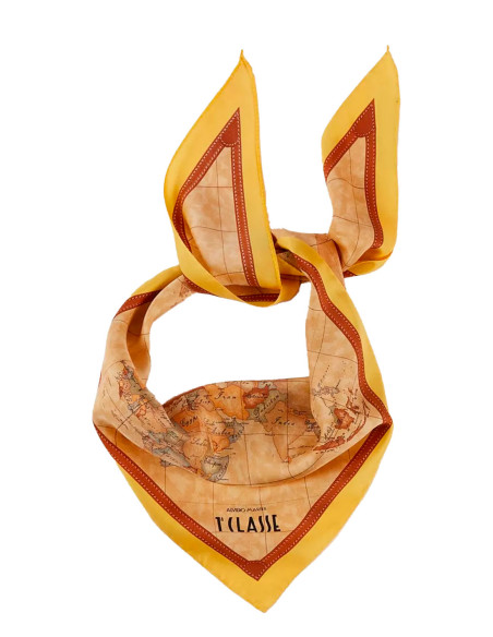 Alviero Martini - Foulard Geo Classic in seta 127 x 86 x 86 Giallo Oro - K13186ALOE