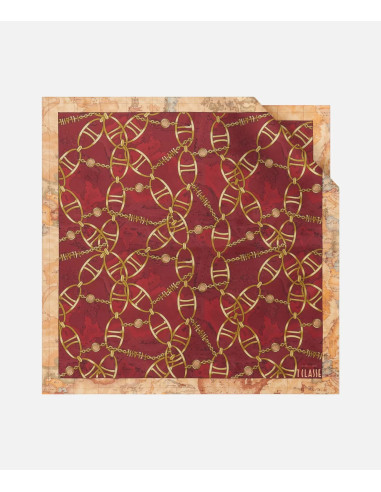 Alviero Martini - Foulard Geo Chain in seta 70x70 Lampone - KF082MAXT