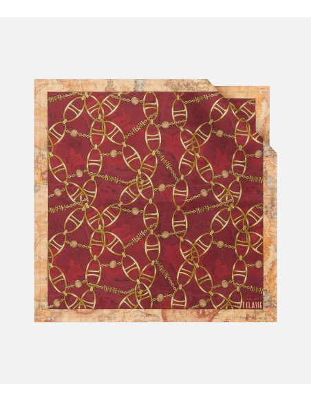 Alviero Martini - Foulard Geo Chain in seta 70x70 Lampone - KF082MAXT