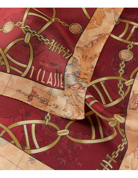 Alviero Martini - Foulard Geo Chain in seta 70x70 Lampone - KF082MAXT